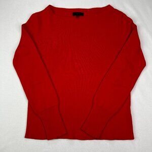 J. Crew Red Merino Wool Cotton Blend Boatneck Sweater Long Sleeve